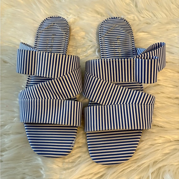 Kate Spade New York Bianca slide sandals in a blue and white striped size 8.5 - Picture 2 of 8
